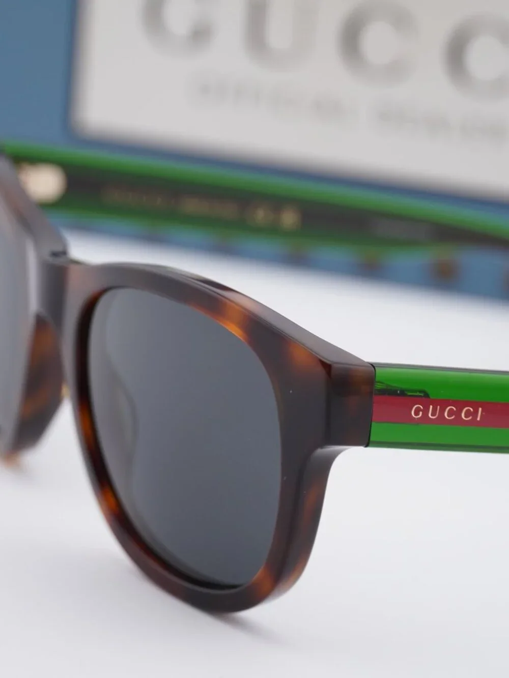 Gucci GG0003SN 003 Square Sunglasses - Havana / Green / Grey